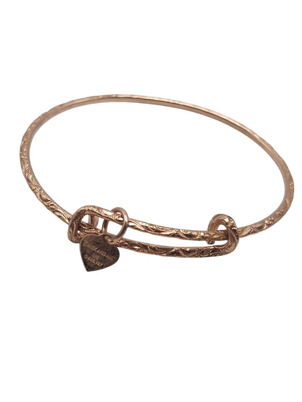 Alex And Ani America The Beautiful Rose Gold Bangle Bracelet With Heart Charm